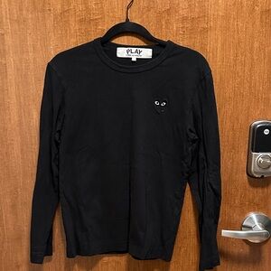 Comme des Garcons Black Long Sleeve Tee with Heart Patch